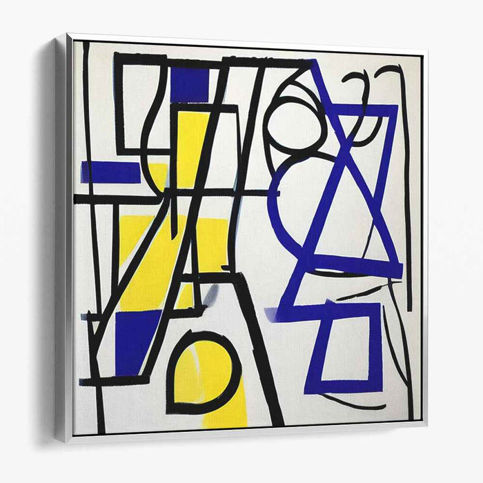 Vivid Chromatic Dance: Bold Blue and Yellow Abstract Canvas