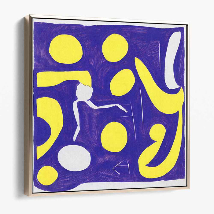 Fusion of Hue: Abstract Blue and Yellow Canvas Art Print