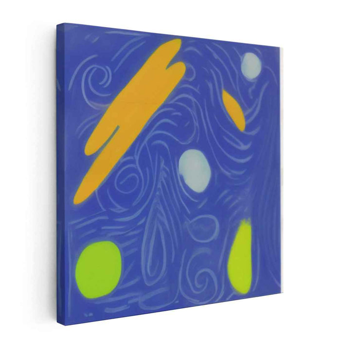 Whimsical Chromatic Fusion: Modern Abstract Blue and Orange Canvas Art Print