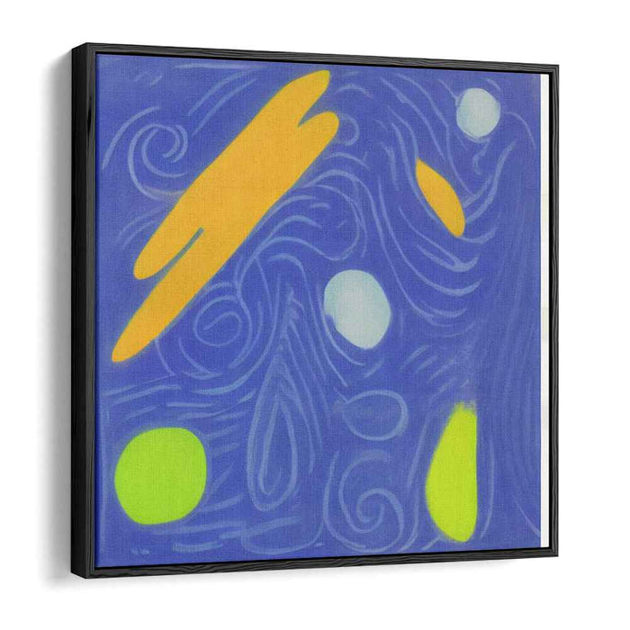 Whimsical Chromatic Fusion: Modern Abstract Blue and Orange Canvas Art Print