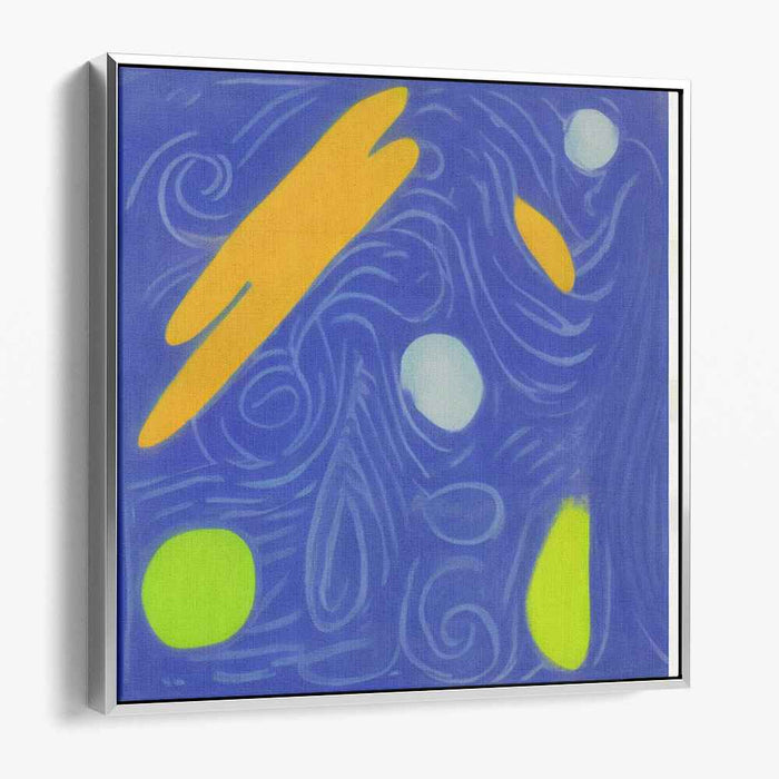 Whimsical Chromatic Fusion: Modern Abstract Blue and Orange Canvas Art Print