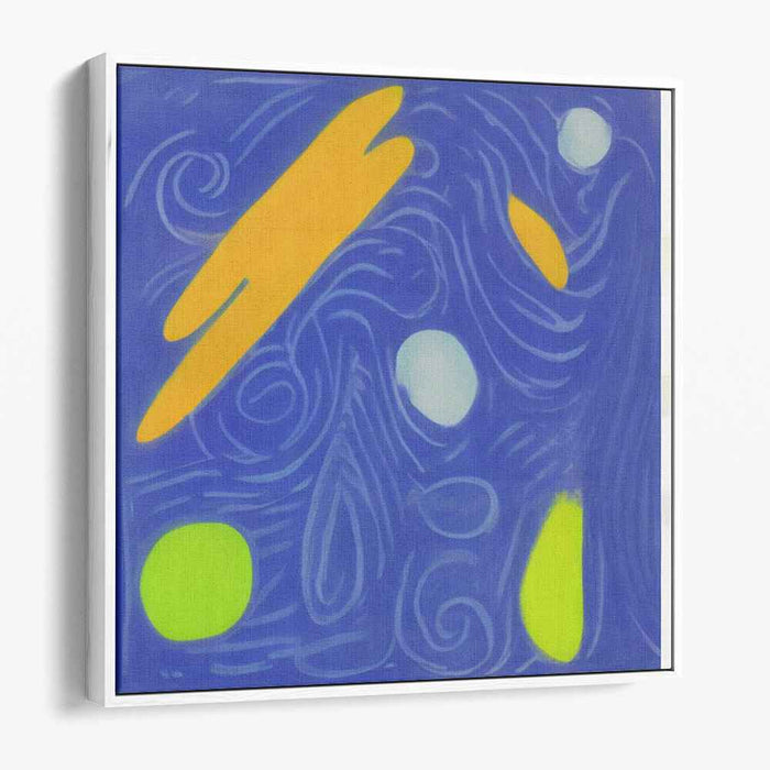 Whimsical Chromatic Fusion: Modern Abstract Blue and Orange Canvas Art Print