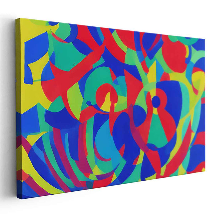 Chromatic Flux: Dynamic Abstract Primary Colors Canvas Art Print