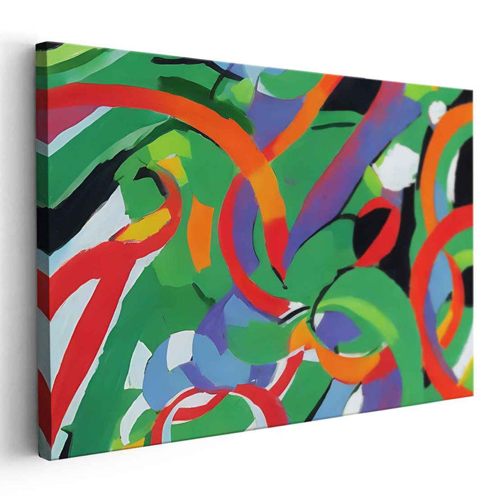 Abstract Rhythm Burst: Abstract Expressionist Dance of Hues Canvas Art Print
