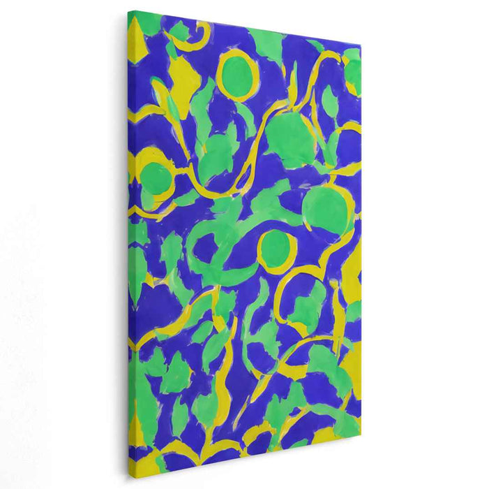 Spectral Symphony in Color: Vibrant Abstract Blue, Green, and Yellow Canvas Art Print