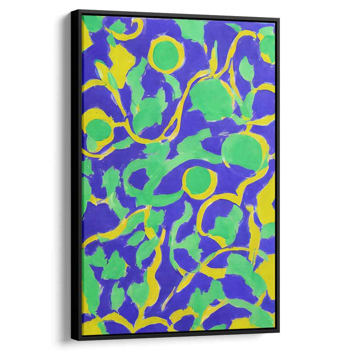 Spectral Symphony in Color: Vibrant Abstract Blue, Green, and Yellow Canvas Art Print