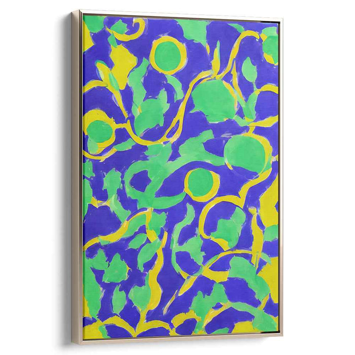 Spectral Symphony in Color: Vibrant Abstract Blue, Green, and Yellow Canvas Art Print