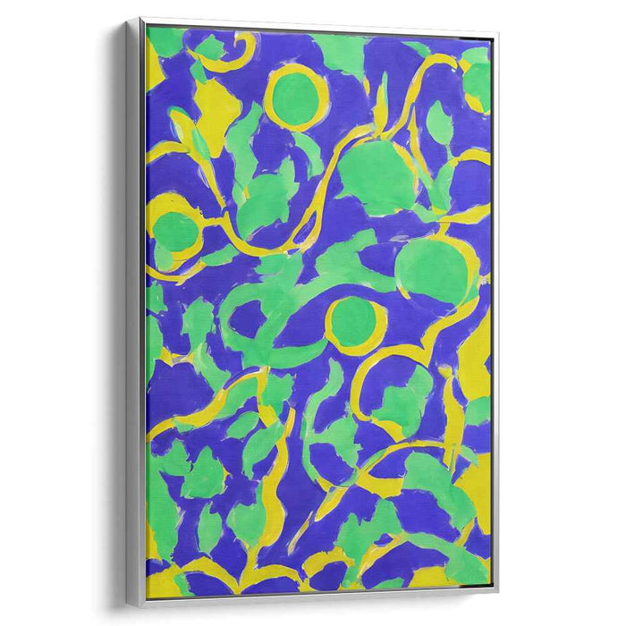 Spectral Symphony in Color: Vibrant Abstract Blue, Green, and Yellow Canvas Art Print