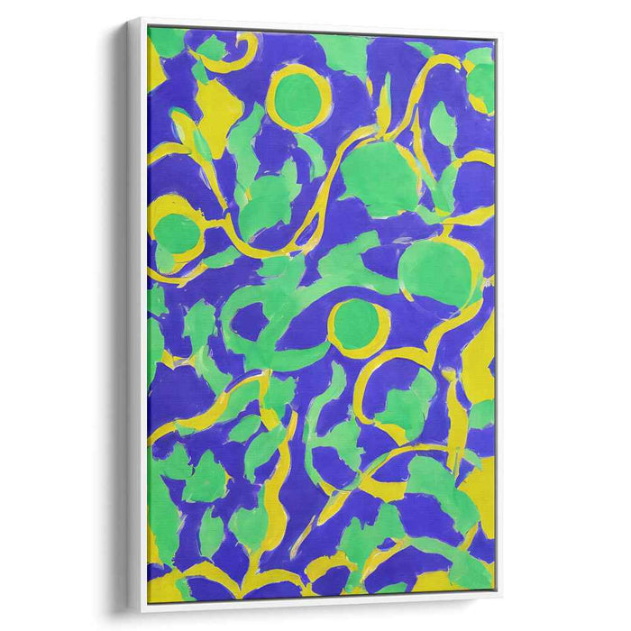 Spectral Symphony in Color: Vibrant Abstract Blue, Green, and Yellow Canvas Art Print