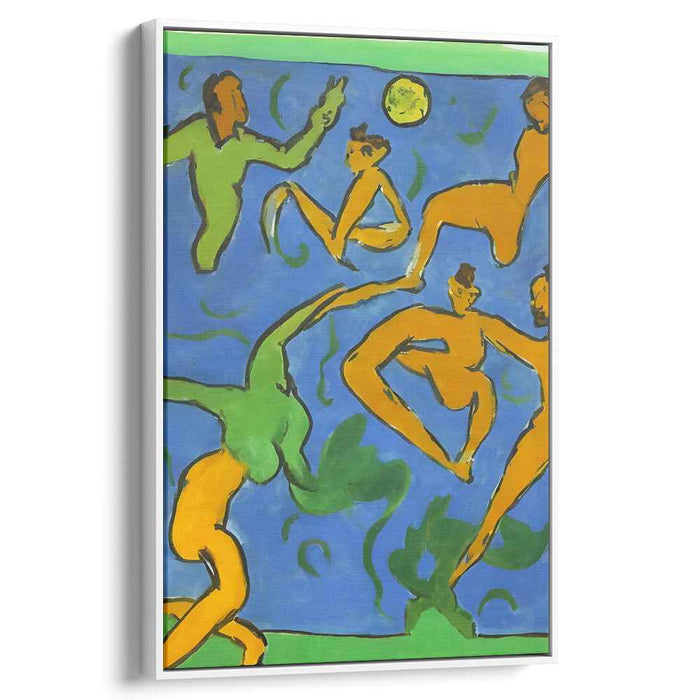 Ebullient Movements: Modernist Dance in Vivid Blue and Orange Canvas Art Print