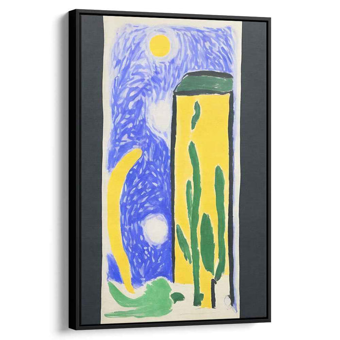 Desert Whispers at Midnight: Expressive Ultramarine and Yellow Desert Canvas Art