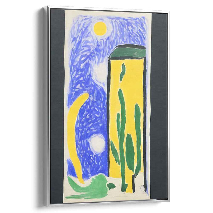Desert Whispers at Midnight: Expressive Ultramarine and Yellow Desert Canvas Art