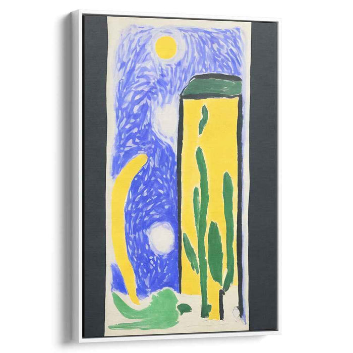 Desert Whispers at Midnight: Expressive Ultramarine and Yellow Desert Canvas Art