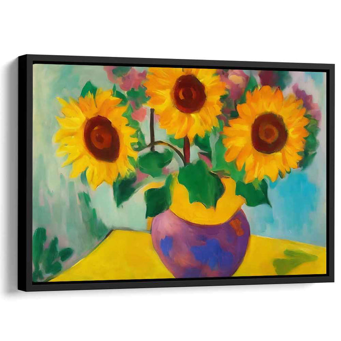 Solar Bloom Collection: Vibrant Sunflower Vase Canvas Art