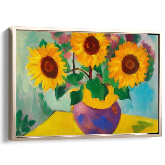 Solar Bloom Collection: Vibrant Sunflower Vase Canvas Art
