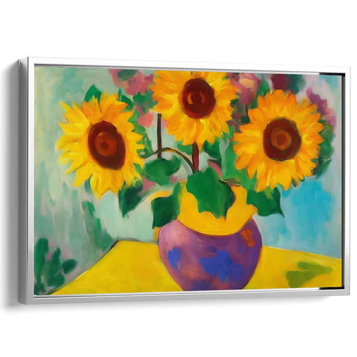Solar Bloom Collection: Vibrant Sunflower Vase Canvas Art