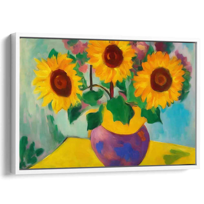 Solar Bloom Collection: Vibrant Sunflower Vase Canvas Art