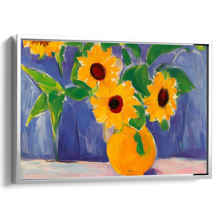 Sunny Disposition: Vibrant Sunflower Vase Canvas Art Print