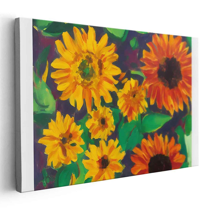 Solar Flare Bloom: Vibrant Sunflower Canvas Art Print