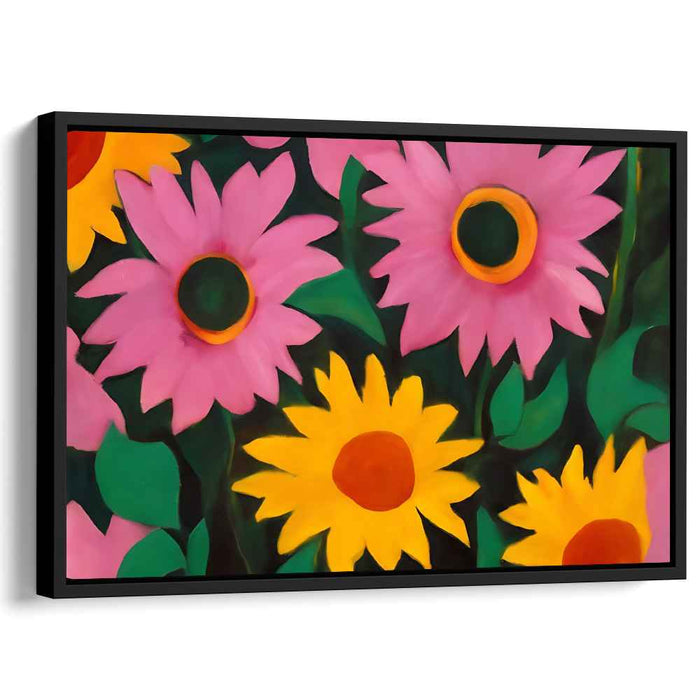 Whimsical Wildflower Garden: Colorful Sunflowers and Daisies Canvas Art Print