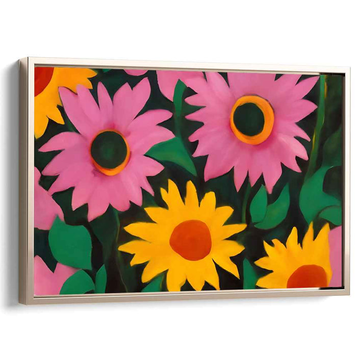 Whimsical Wildflower Garden: Colorful Sunflowers and Daisies Canvas Art Print