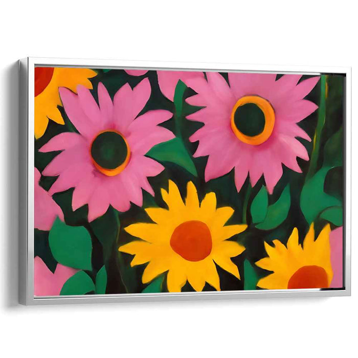 Whimsical Wildflower Garden: Colorful Sunflowers and Daisies Canvas Art Print