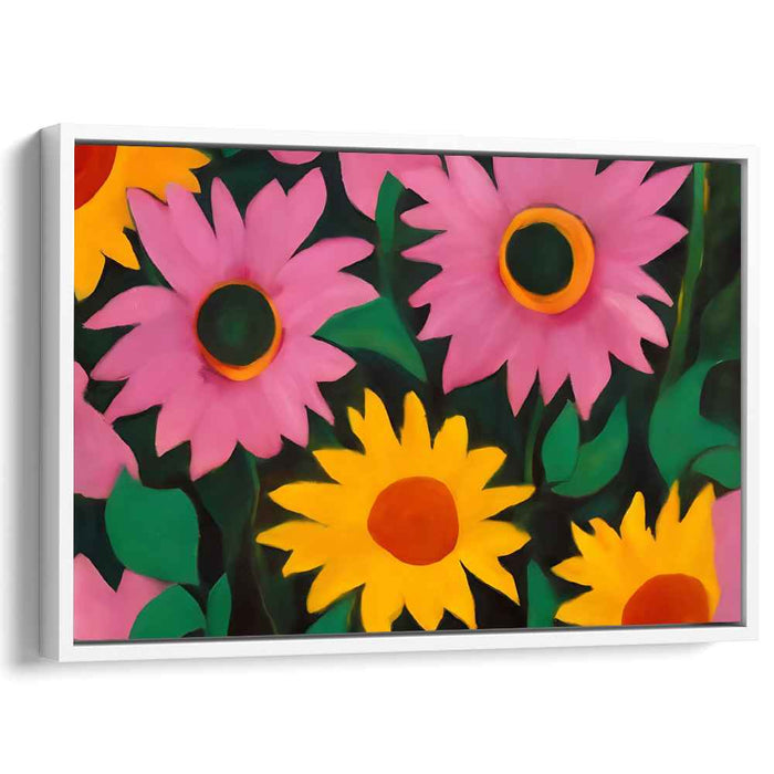 Whimsical Wildflower Garden: Colorful Sunflowers and Daisies Canvas Art Print