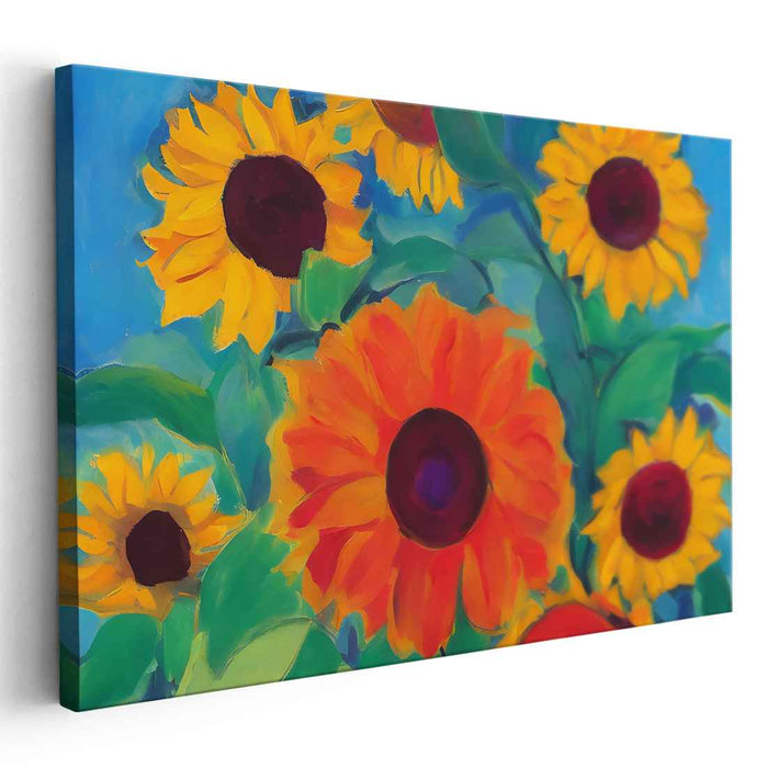 Dusk Blossom Impressions: Luminous Floral Canvas Art Print