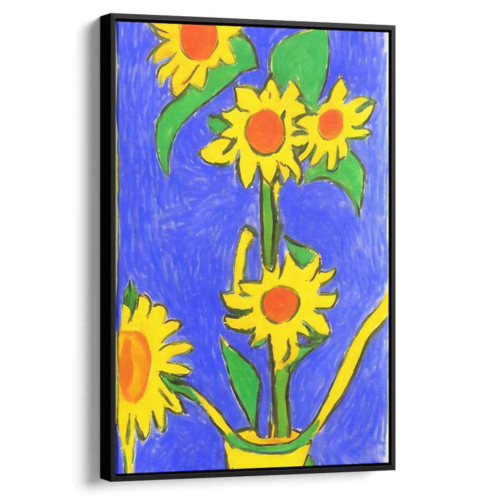 Dusk Sunbursts: Vibrant Blue and Yellow Canvas Art Print