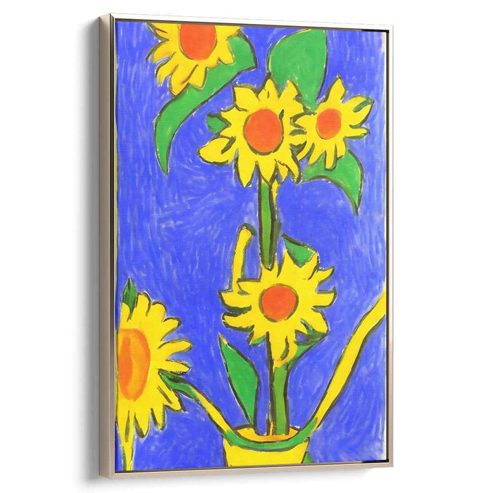 Dusk Sunbursts: Vibrant Blue and Yellow Canvas Art Print