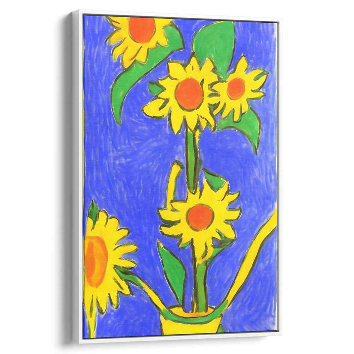 Dusk Sunbursts: Vibrant Blue and Yellow Canvas Art Print