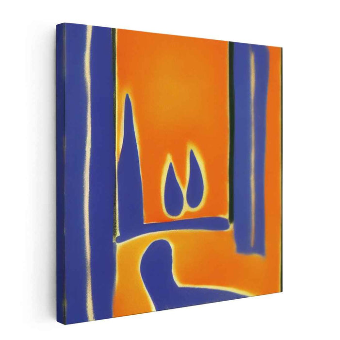 Eternal Flame of Harmony: Abstract Expressionist Orange and Blue Canvas Art