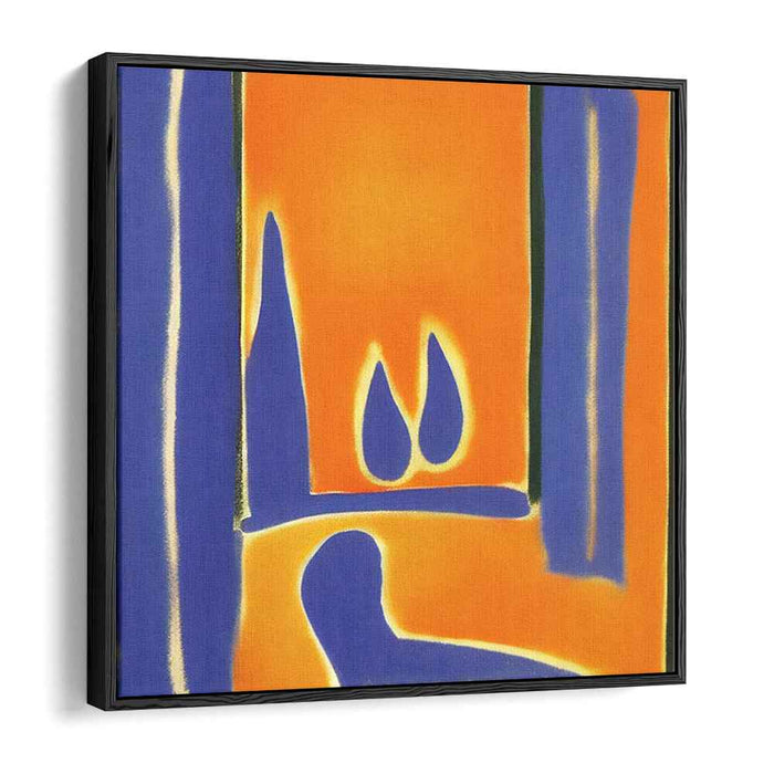 Eternal Flame of Harmony: Abstract Expressionist Orange and Blue Canvas Art