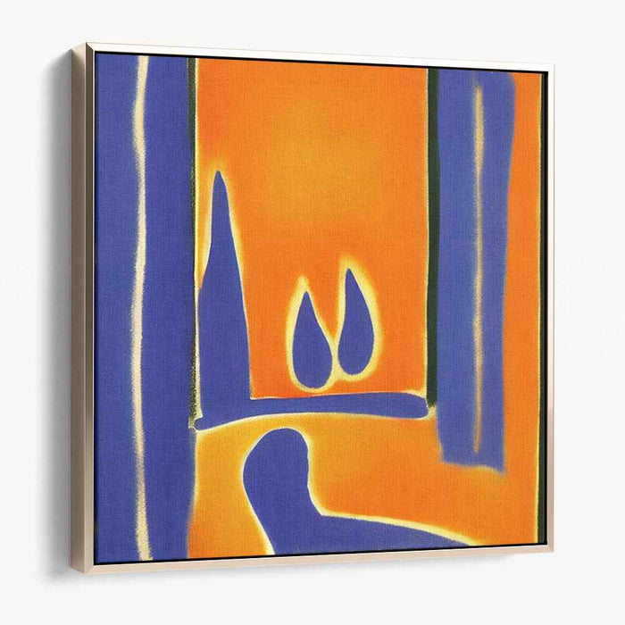 Eternal Flame of Harmony: Abstract Expressionist Orange and Blue Canvas Art