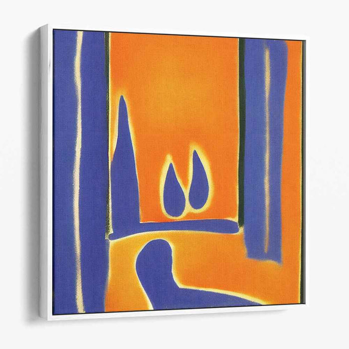 Eternal Flame of Harmony: Abstract Expressionist Orange and Blue Canvas Art