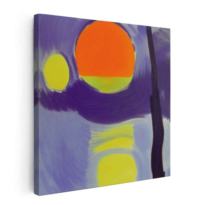 Celestial Dusk Abstract: Abstract Sunset and Moon Canvas Art Print