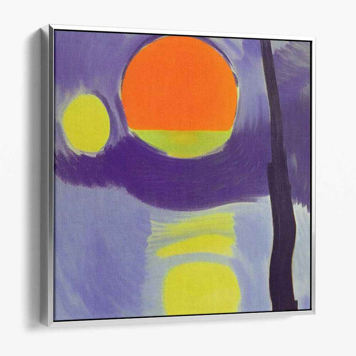 Celestial Dusk Abstract: Abstract Sunset and Moon Canvas Art Print