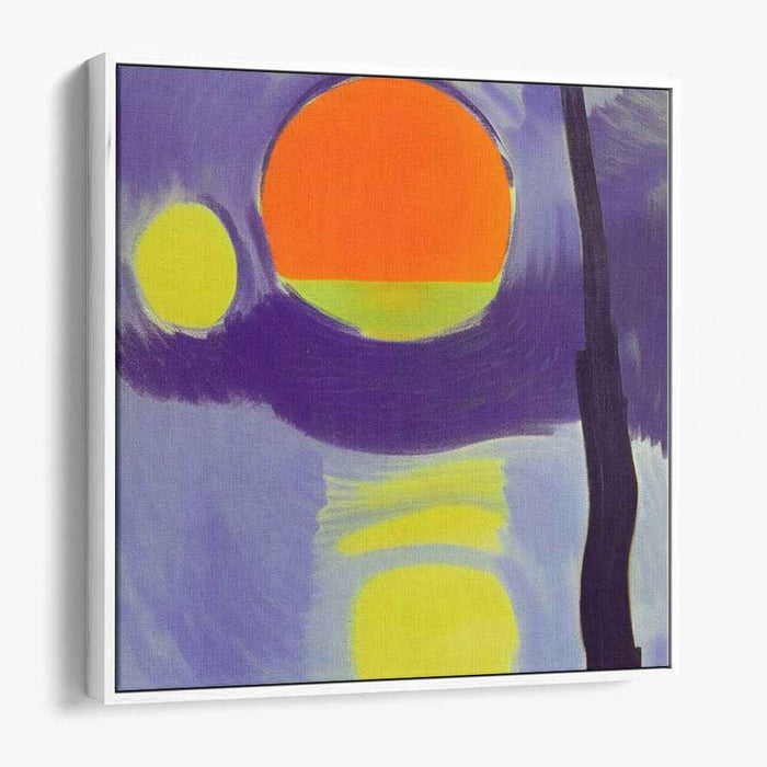 Celestial Dusk Abstract: Abstract Sunset and Moon Canvas Art Print