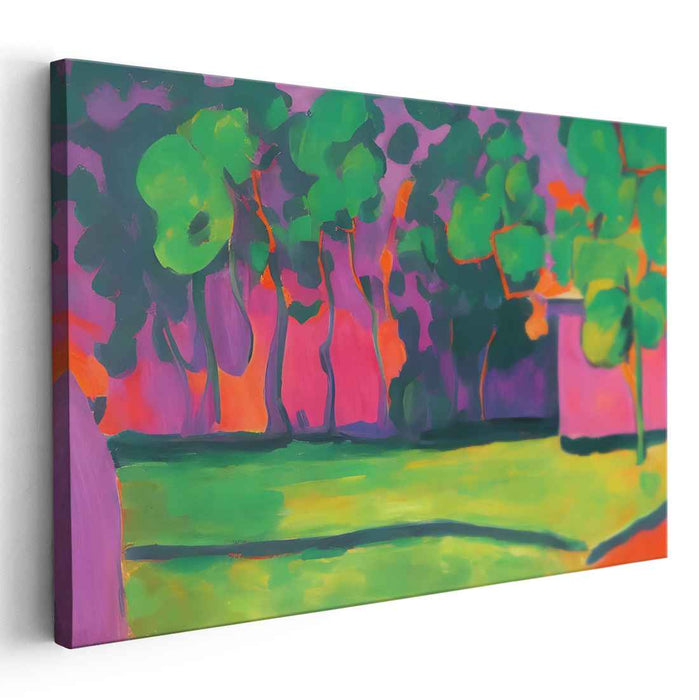 Dreamy Grove: Vibrant Fauvist Landscape Canvas Art Print