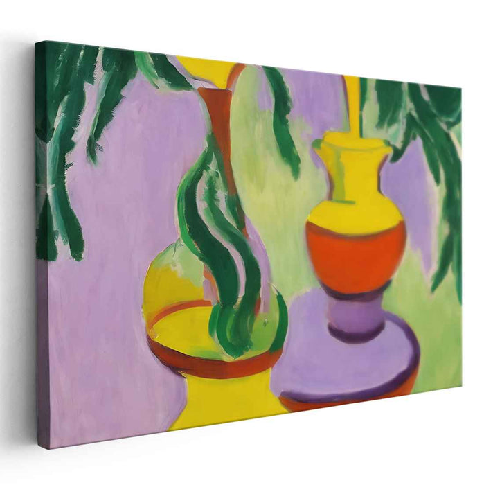 Bold Blooms Abound: Fauvist-Inspired Colorful Vase Canvas Art