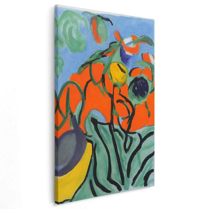 Wild Petal Burst: Abstract Fauvist Floral Canvas Art Print