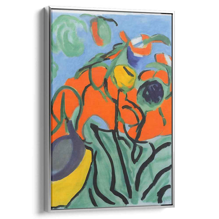 Wild Petal Burst: Abstract Fauvist Floral Canvas Art Print