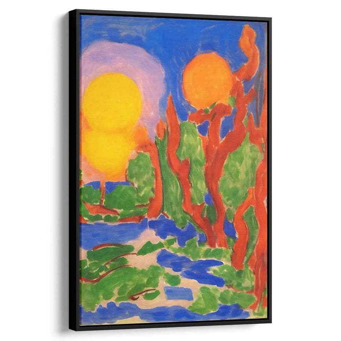 Blazing Forest Symphony: Fauvist Landscape with Fiery Red Trees