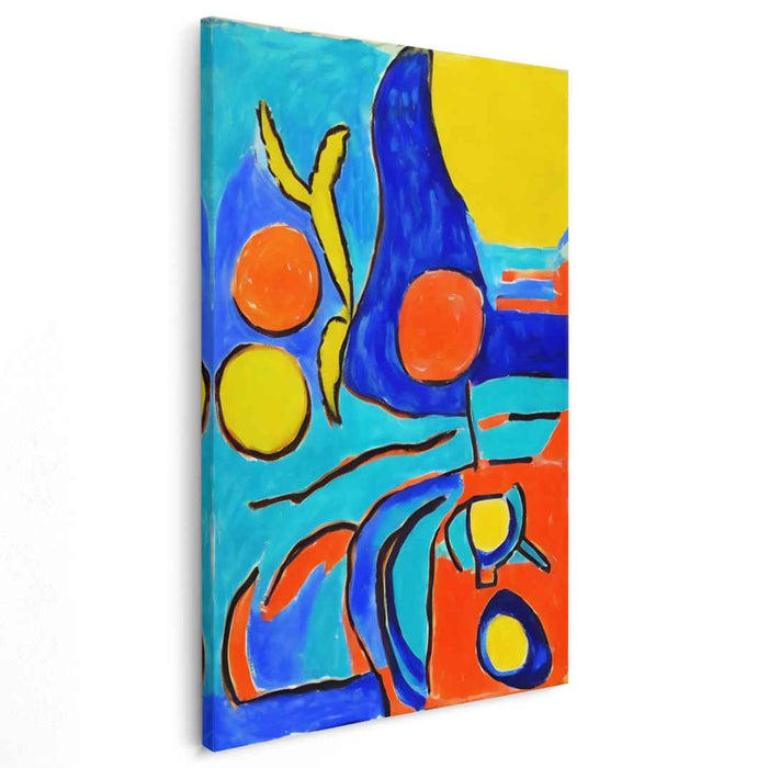 Vibrant Geometric Abstract: Dynamic Blue and Orange Canvas Art Print