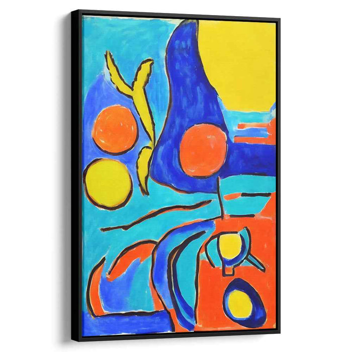 Vibrant Geometric Abstract: Dynamic Blue and Orange Canvas Art Print