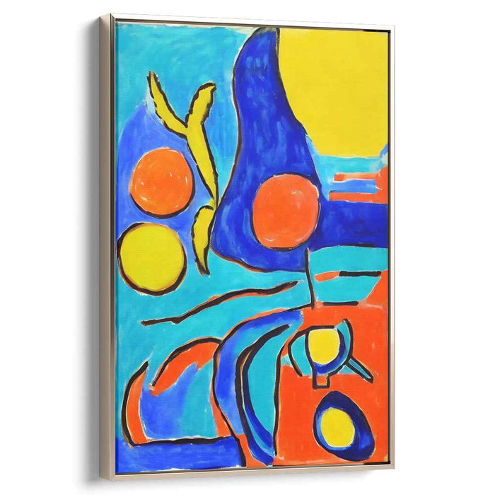 Vibrant Geometric Abstract: Dynamic Blue and Orange Canvas Art Print