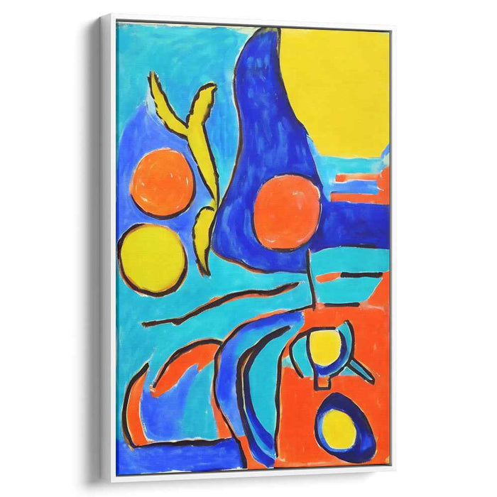 Vibrant Geometric Abstract: Dynamic Blue and Orange Canvas Art Print