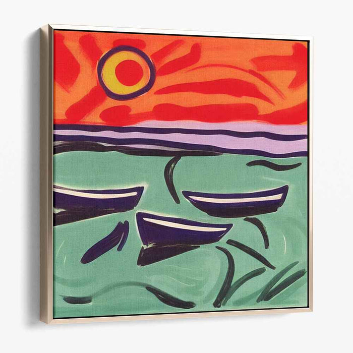 Floatscape: Abstract Boats on Tranquil Waters Canvas Art Print