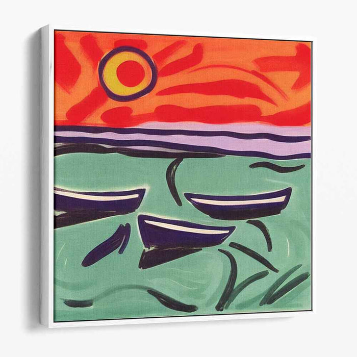 Floatscape: Abstract Boats on Tranquil Waters Canvas Art Print