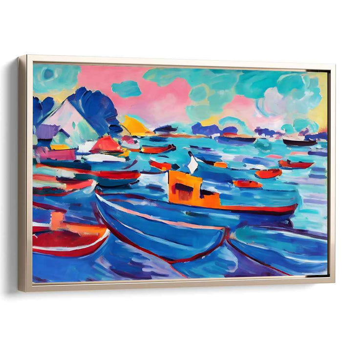 Sail Away Dreamscape: Vivid Watercolor Boats and Sea Canvas Art